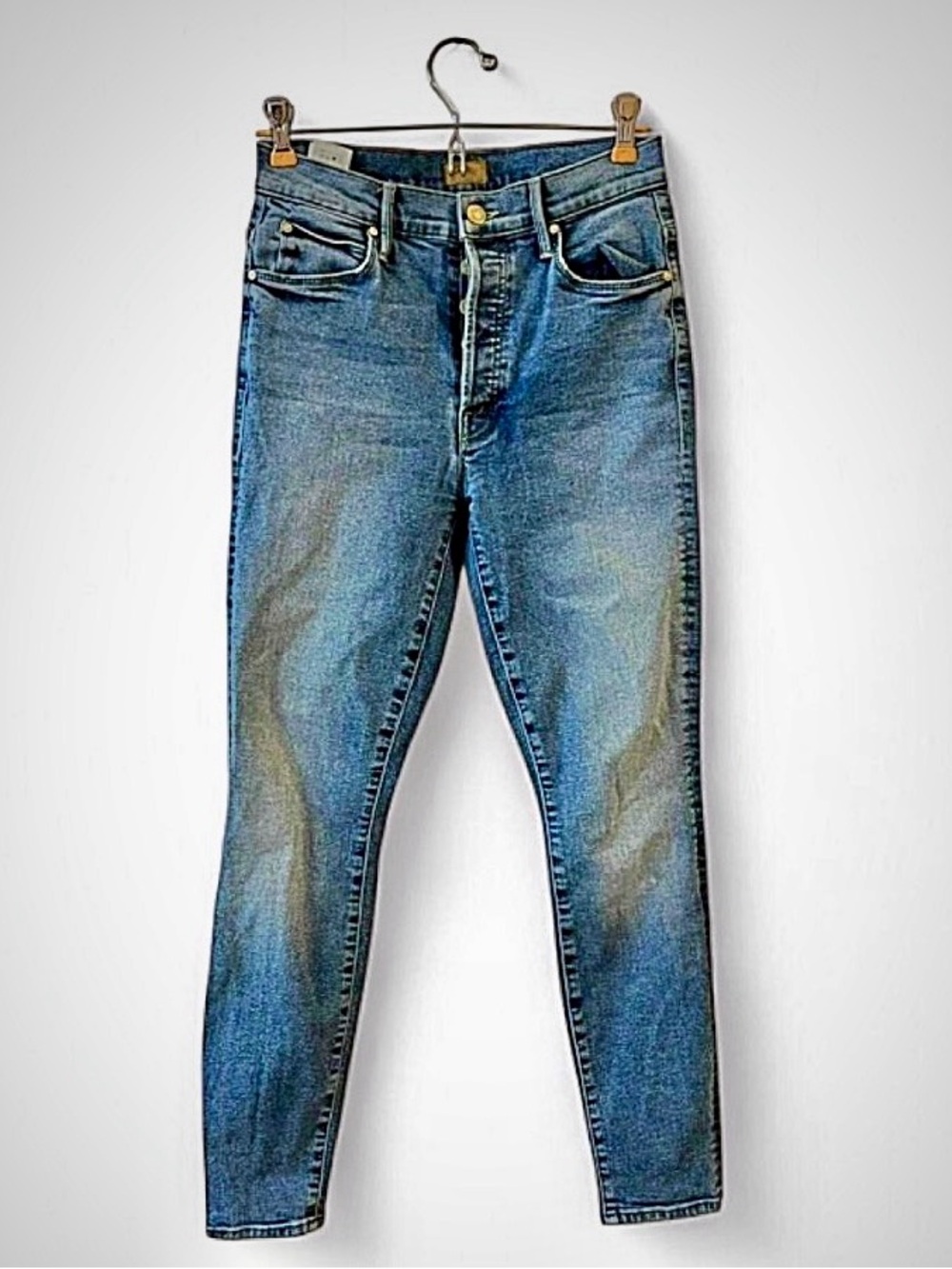 MOTHER The Stunner Ankle Skinny Jeans The Love Experiment Button Fly Blue 26